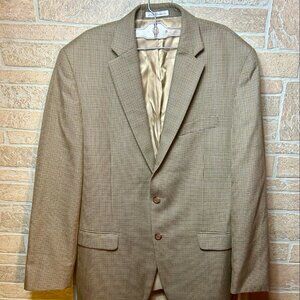 Lauren Ralph Lauren Sport Coat Mens 40R Blazer Rayon Blend Windowpane Brown Prep